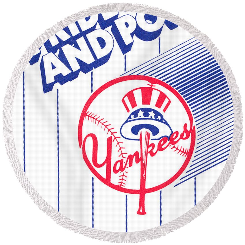 New York Yankees Round Beach Towel featuring the mixed media 1988 New York Yankees Art by Row One Brand