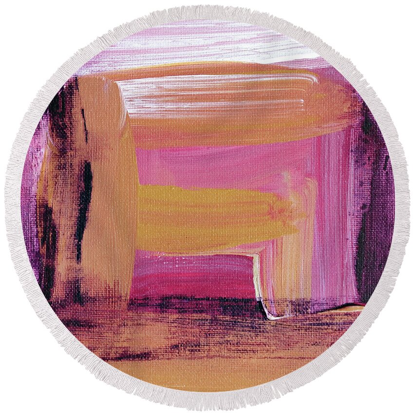Abstract Round Beach Towel featuring the painting Abstract by Maria Meester