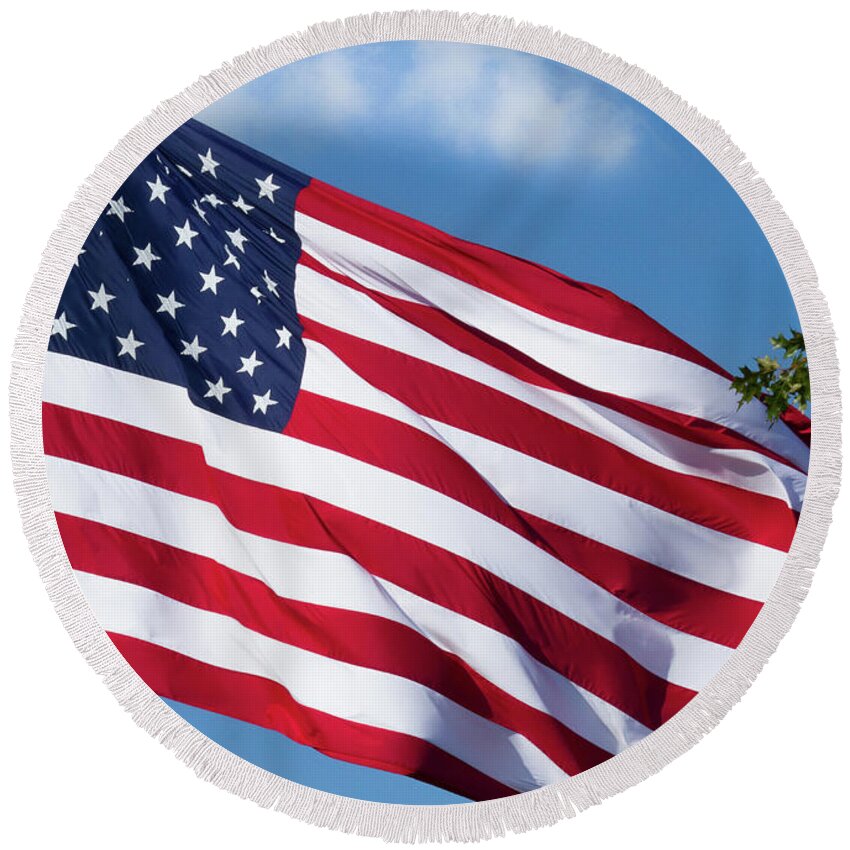 Flag Round Beach Towel featuring the photograph American Flag #2 by Jerry Gammon