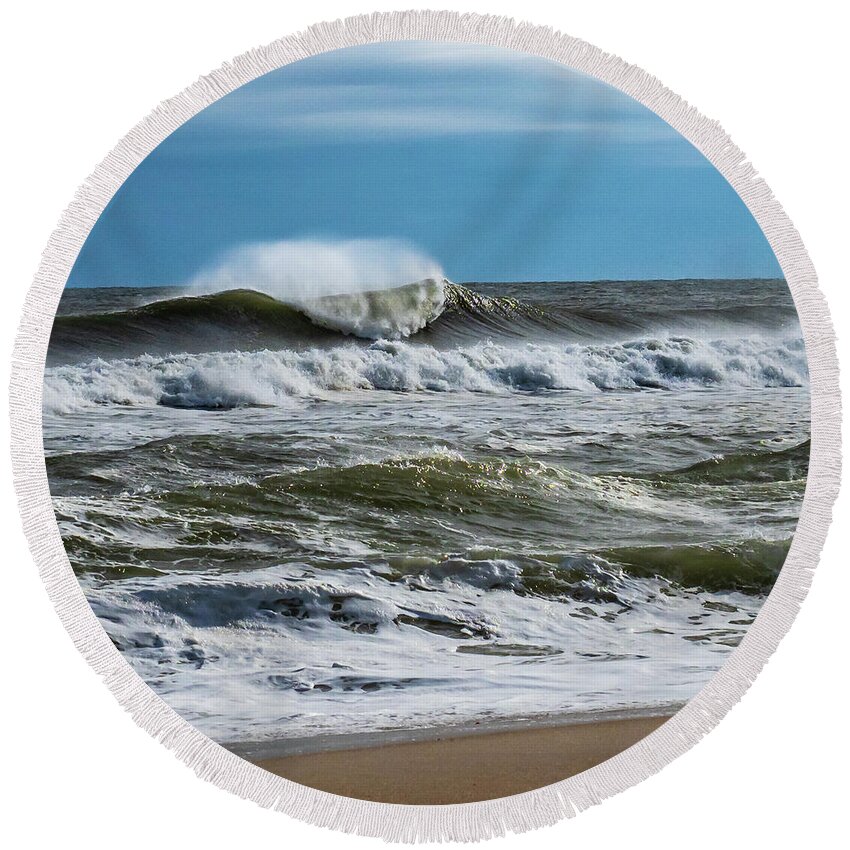 Beach Round Beach Towel featuring the photograph Big Wave Photograph #3 by Louis Dallara