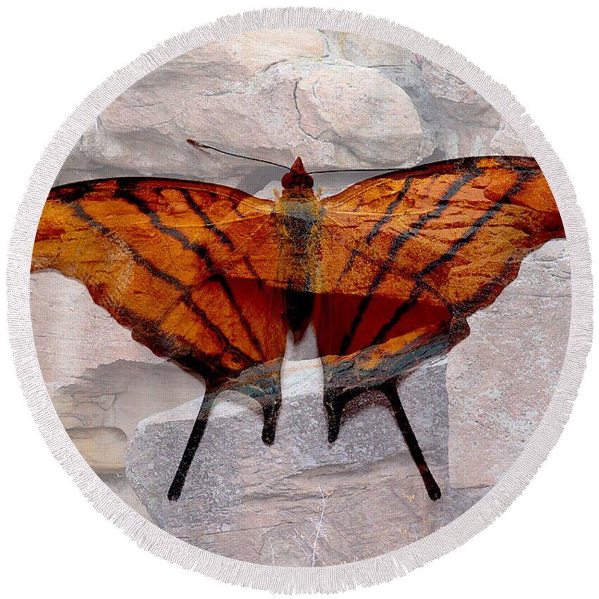 Butterfly Round Beach Towel featuring the digital art Butterfly #2 by Steven Parker