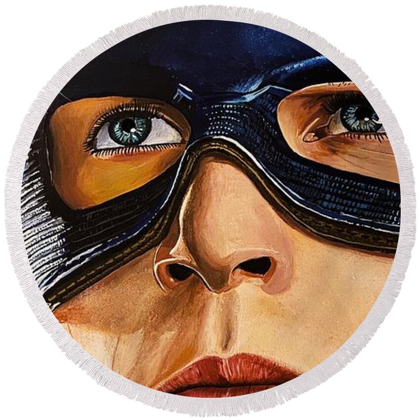  Round Beach Towel featuring the painting Captain America #1 by Michael McKenzie