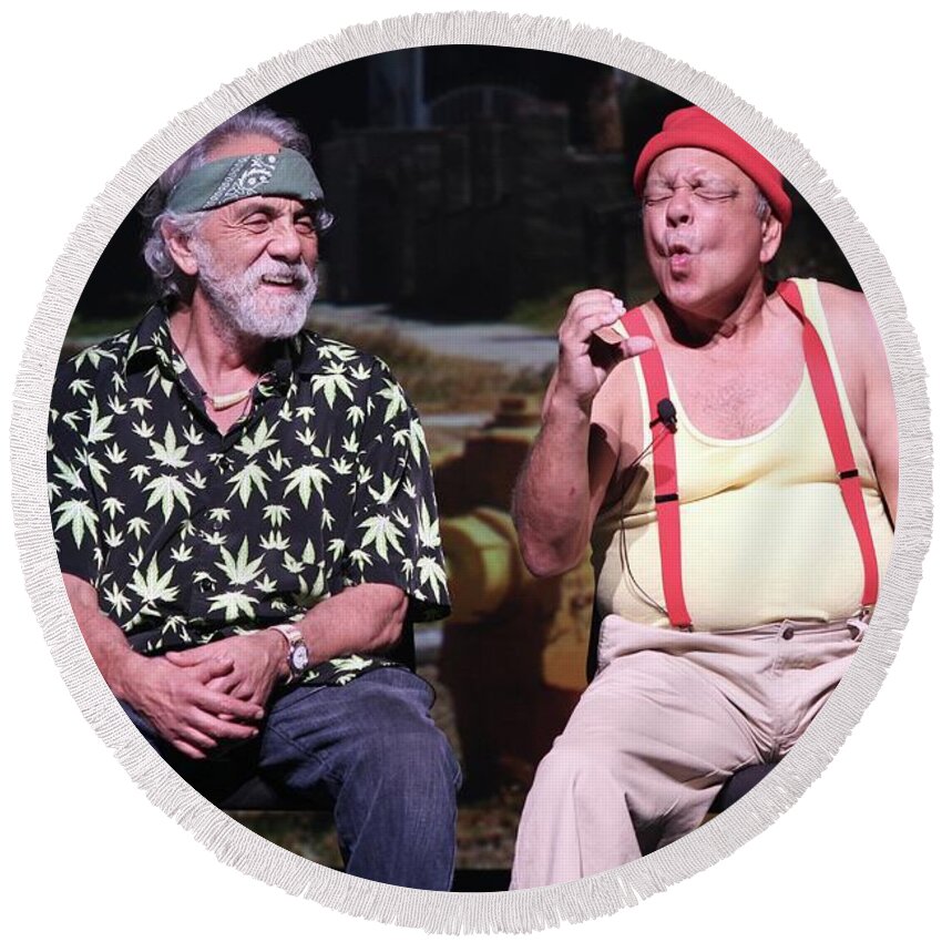 Comedy Duo Round Beach Towel featuring the photograph Cheech and Chong #2 by Concert Photos
