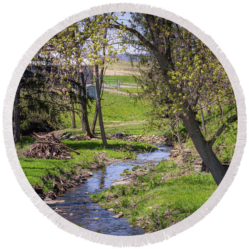 Creek Round Beach Towel featuring the photograph Creekside #2 by William Norton