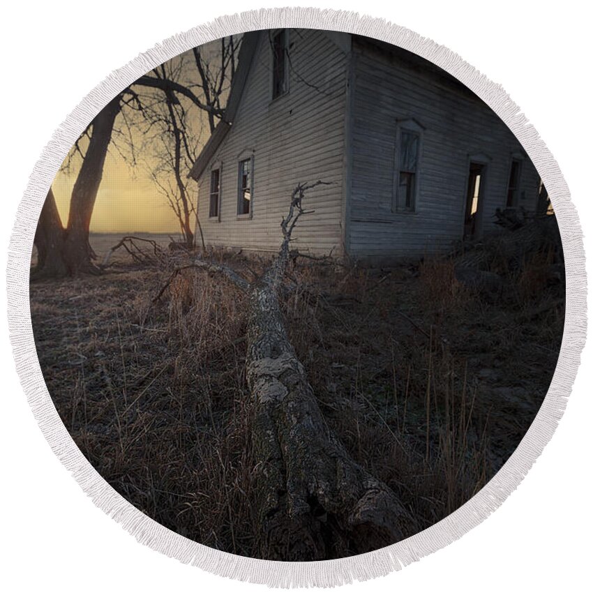 Abandoned House Round Beach Towel featuring the photograph Dawn Of The Dead #2 by Aaron J Groen