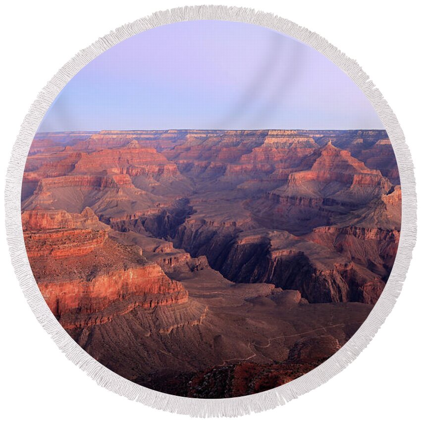 Grand Canyon National Park Round Beach Towel featuring the photograph Grand Canyon - Sunrise #1 by Richard Krebs