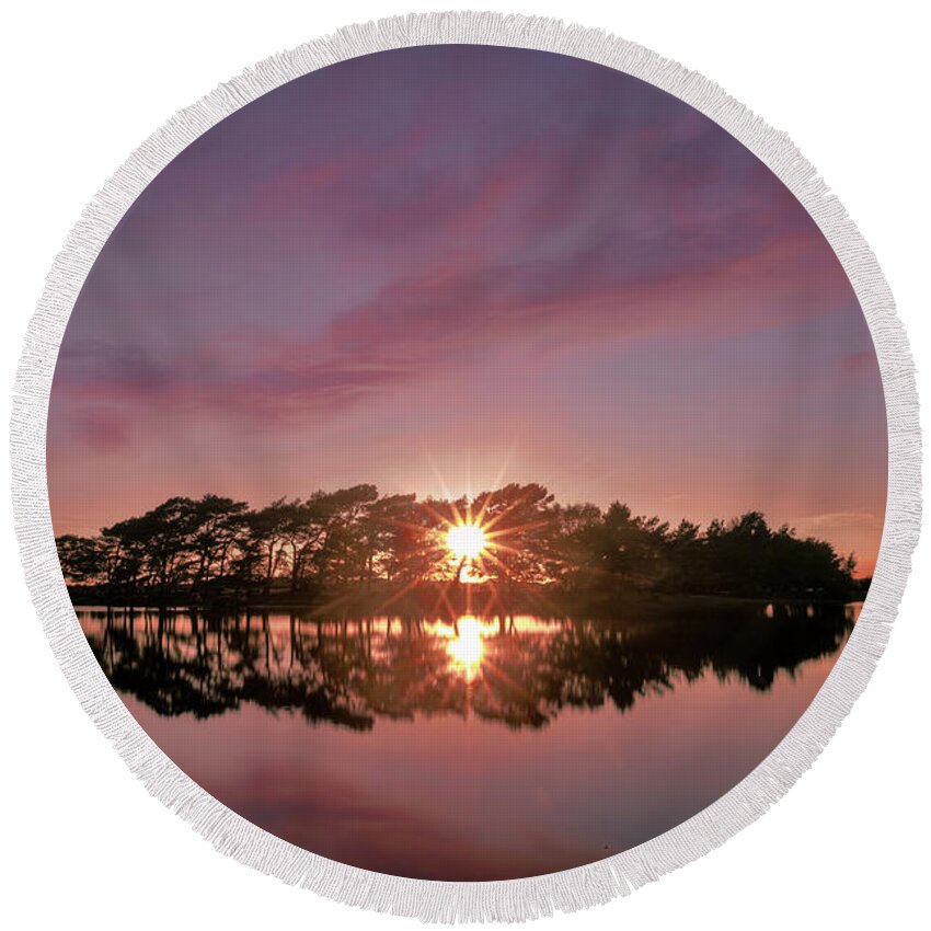 Hatchet Pond Round Beach Towel featuring the photograph Hatchet Pond - New Forest, England #2 by Joana Kruse