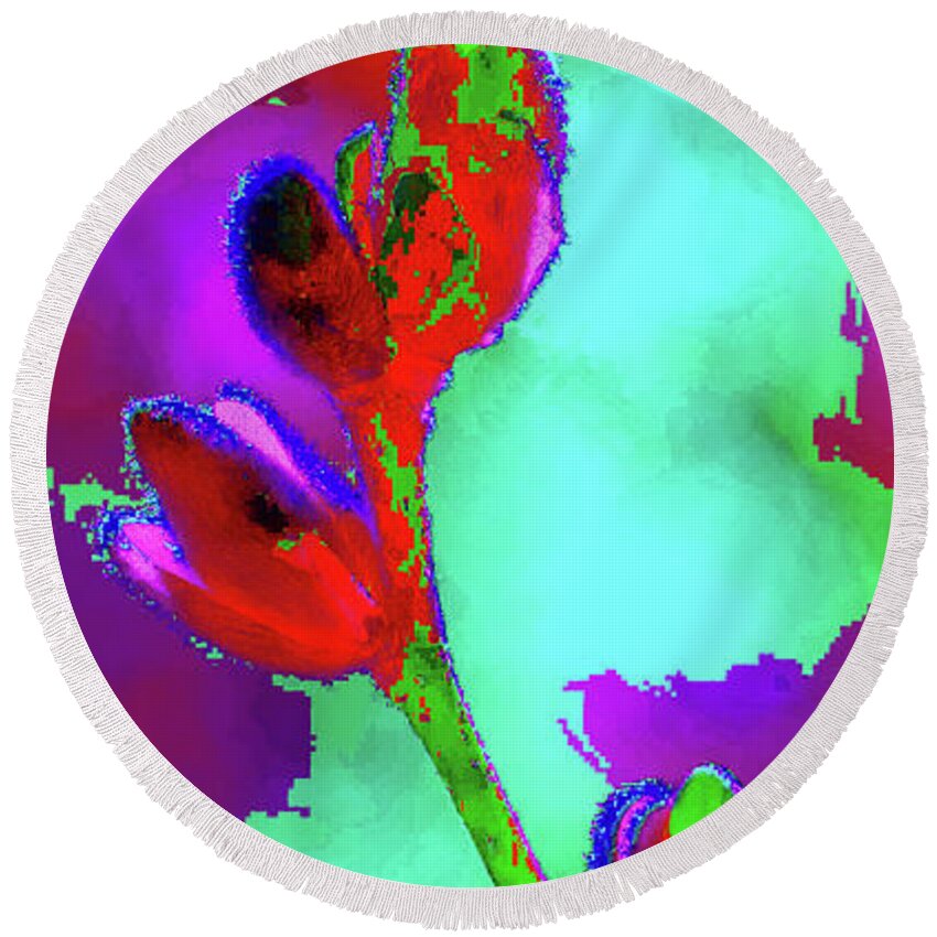 Abstract Round Beach Towel featuring the photograph Magnolia #2 by Cathy Donohoue