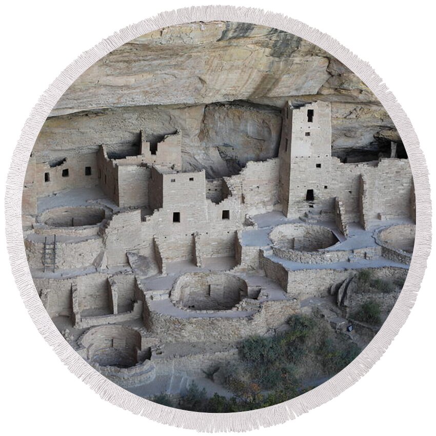 Mesa Verde National Park Round Beach Towel featuring the photograph Mesa Verde - Cliff Palace #3 by Richard Krebs
