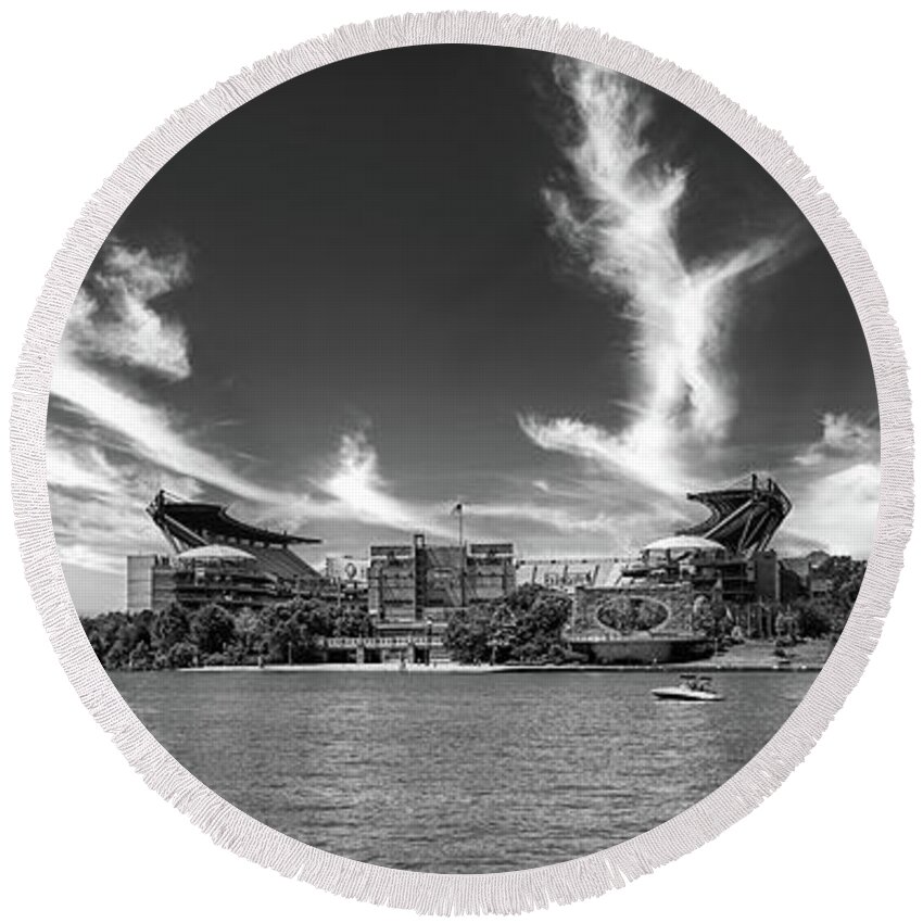 Ohio River Round Beach Towel featuring the photograph Ohio River View Of Heinz Field #2 by Mountain Dreams