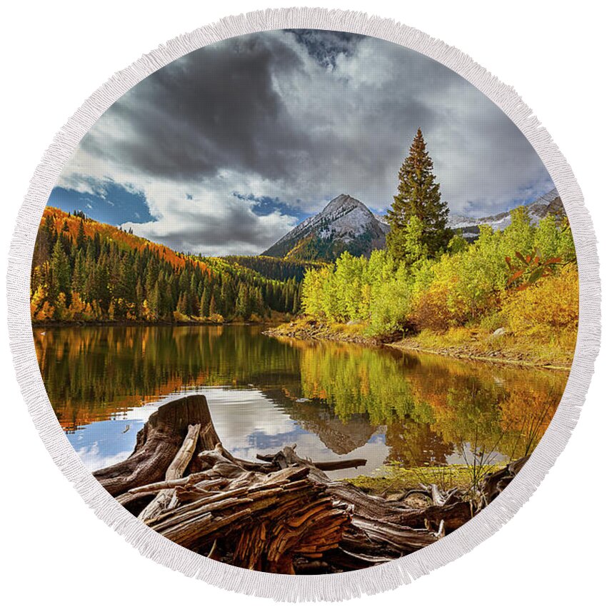 Nature Round Beach Towel featuring the photograph Reflections #2 by Steven Reed
