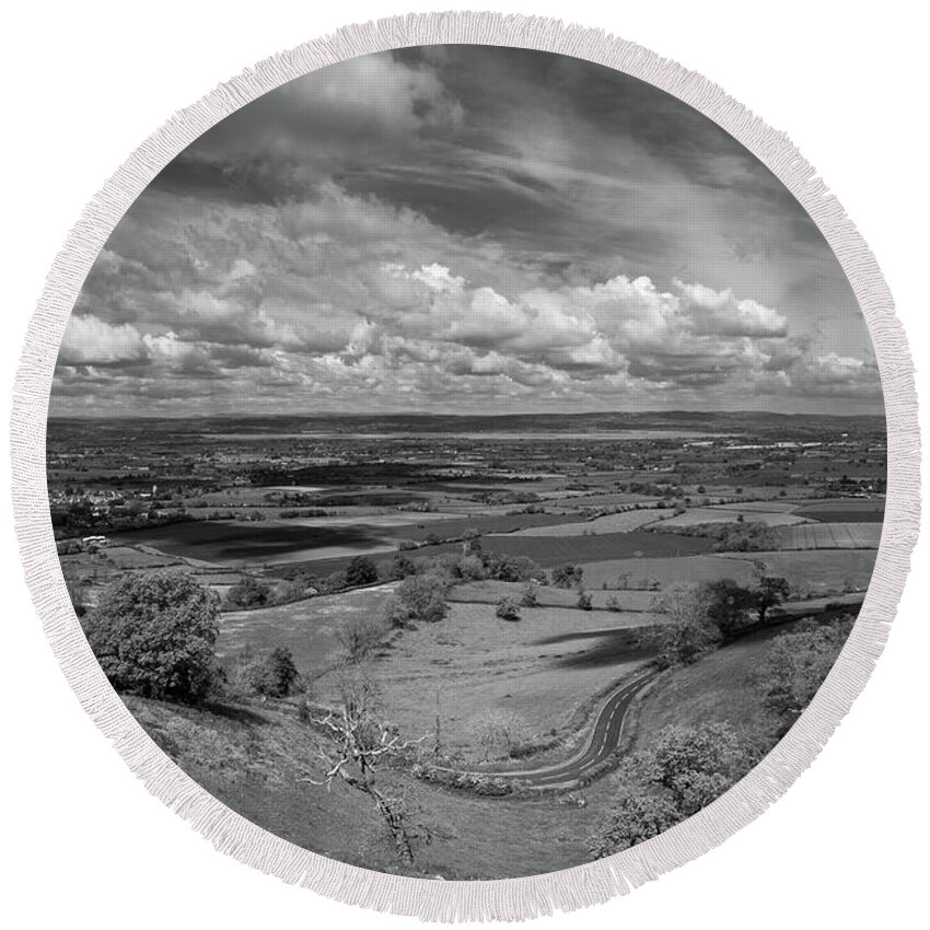 Britain Round Beach Towel featuring the photograph Scenic Cotswolds - Coaley Peak #2 by Seeables Visual Arts