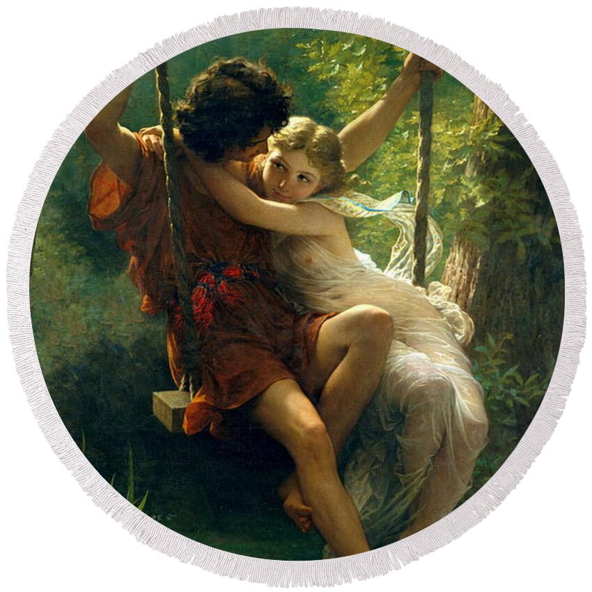 Pierre Auguste Cot Round Beach Towel featuring the painting Springtime #2 by Pierre Auguste Cot