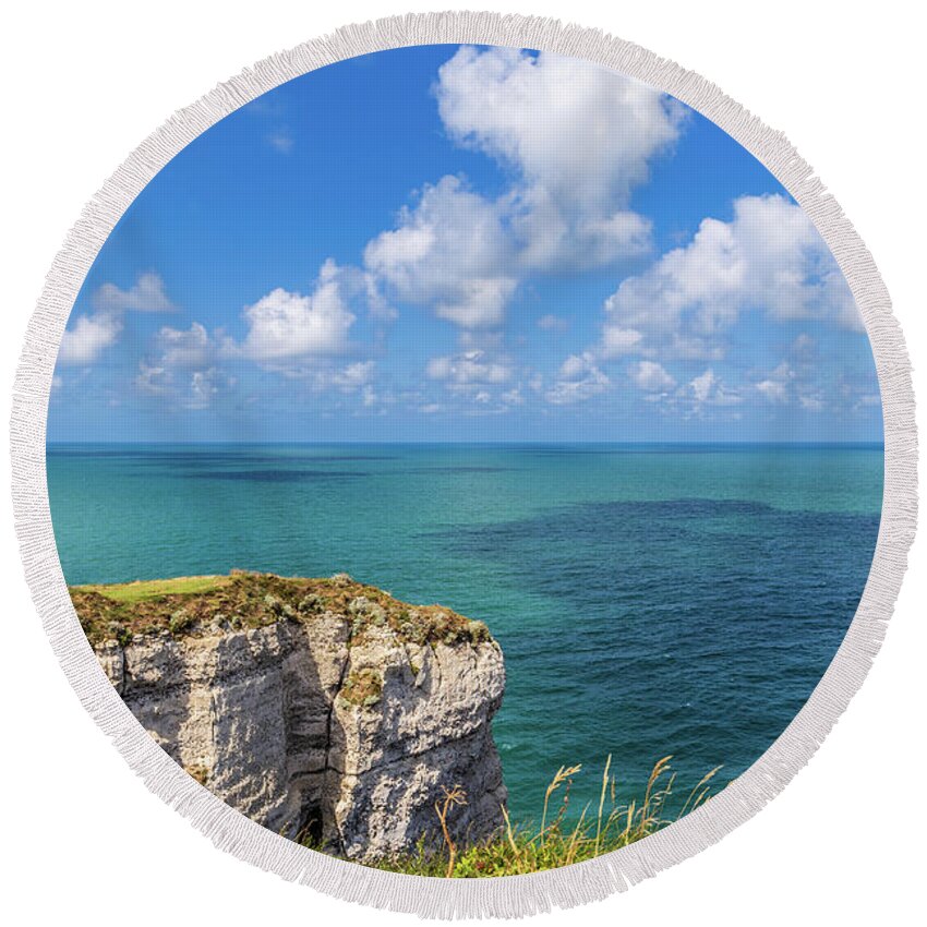 Etretat Round Beach Towel featuring the photograph The cliffs at Etretat #3 by Fabiano Di Paolo
