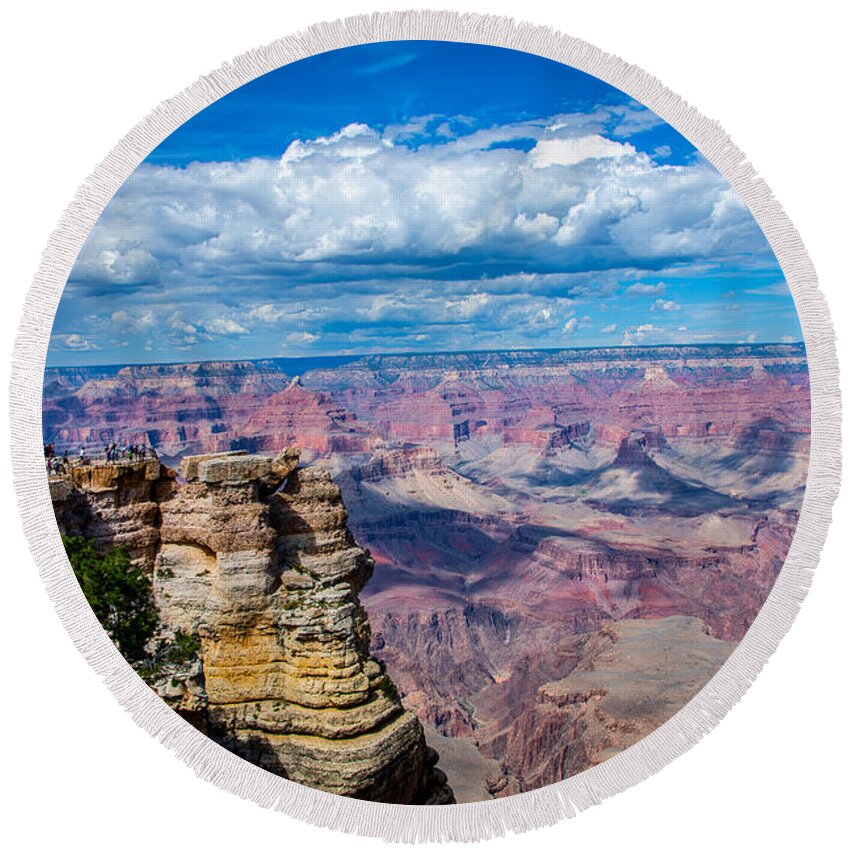 The Grand Canyon South Rim Round Beach Towel featuring the digital art The Grand Canyon South Rim by Tammy Keyes