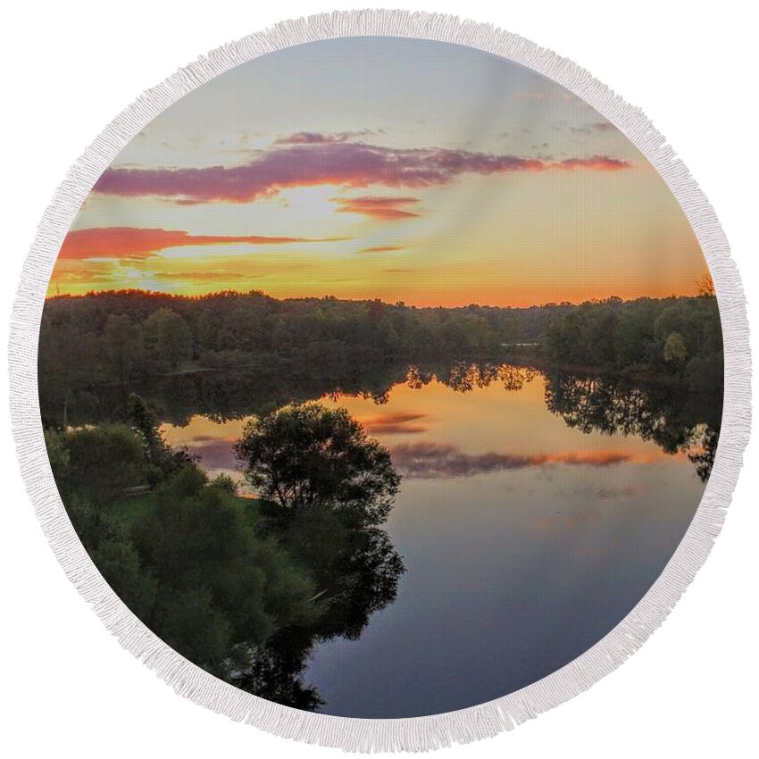  Round Beach Towel featuring the photograph Tinkers Creek Park Sunset by Brad Nellis