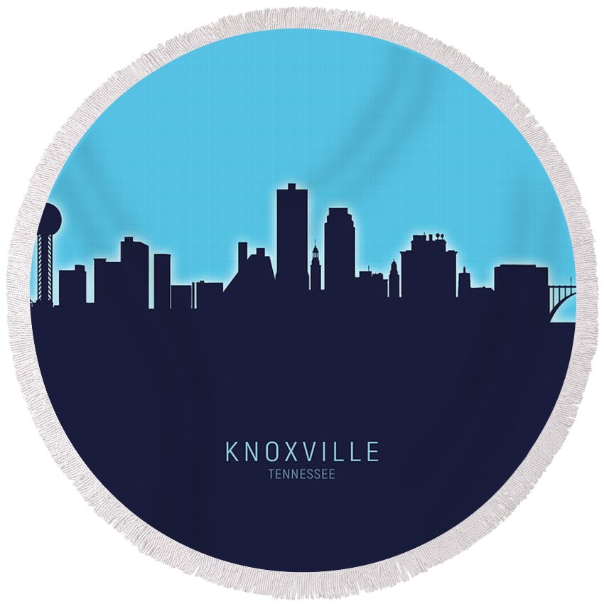 Knoxville Round Beach Towel featuring the digital art Knoxville Tennessee Skyline by Michael Tompsett