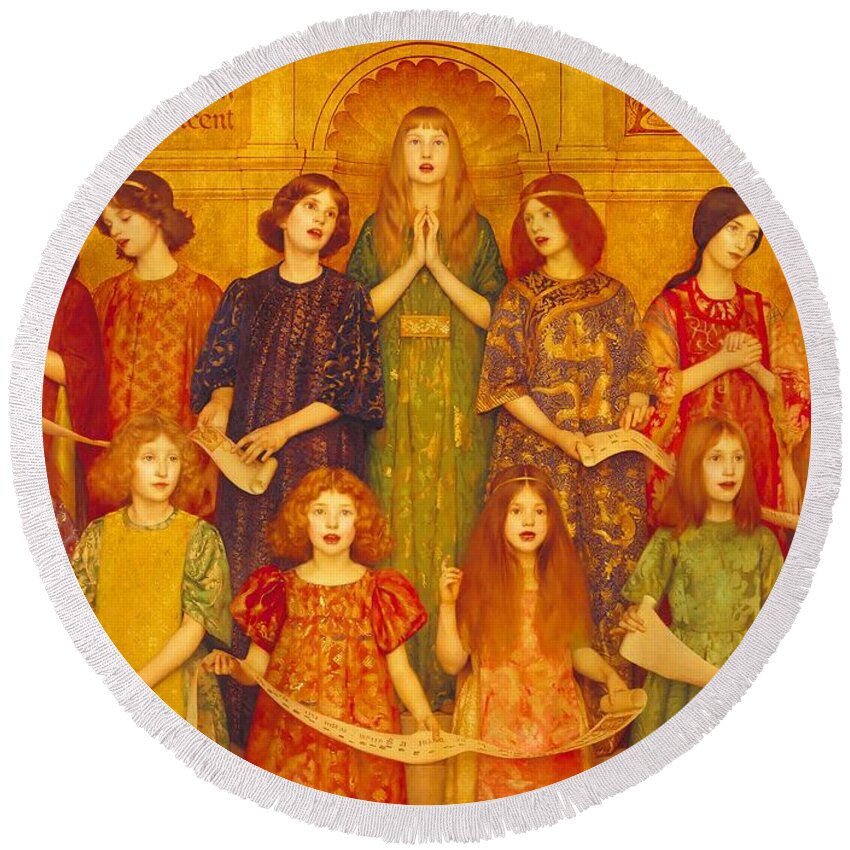 Thomas Cooper Gotch Round Beach Towel featuring the painting Alleluia #2 by Thomas Cooper Gotch