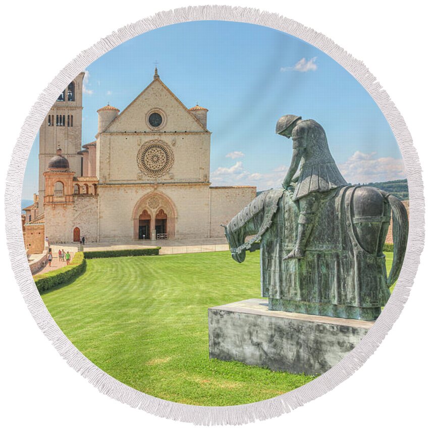 Basilica Round Beach Towel featuring the photograph Assisi - Italy #3 by Joana Kruse