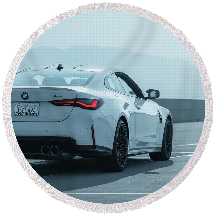 Bmw Round Beach Towel featuring the photograph Bmw M4 #3 by David Whitaker Visuals