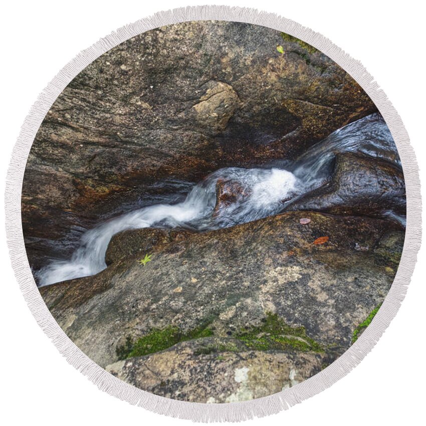 Waterfall Round Beach Towel featuring the photograph Falling Water #3 by Phil Perkins
