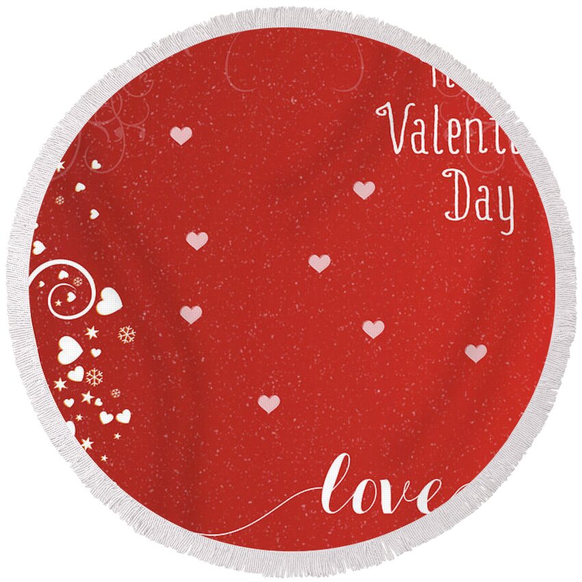 Red Round Beach Towel featuring the photograph Happy Valentines Day by Cathy Kovarik