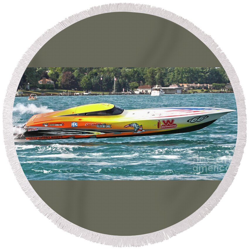 Offshore Racing Round Beach Towel featuring the photograph Lilly Sport Boats #3 by Michael Petrick