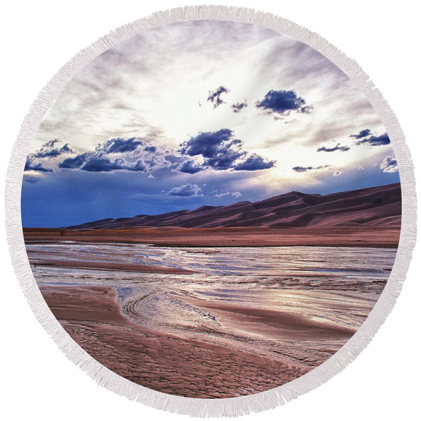 Co Round Beach Towel featuring the photograph Sand Dunes National Monument #2 by Doug Wittrock