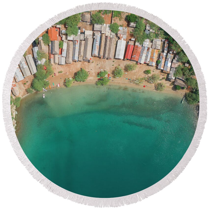 Taganga Round Beach Towel featuring the photograph Taganga Magdalena Colombia #3 by Tristan Quevilly