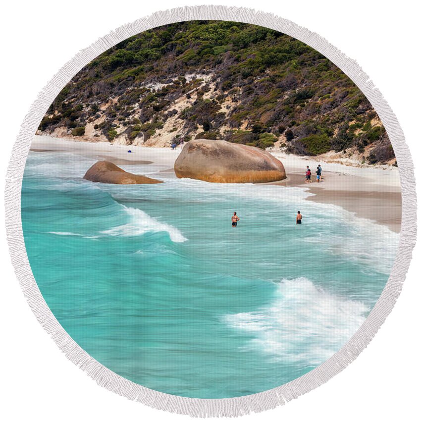 Albany Round Beach Towel featuring the photograph Two People's Bay, Albany, Western Australia by Elaine Teague