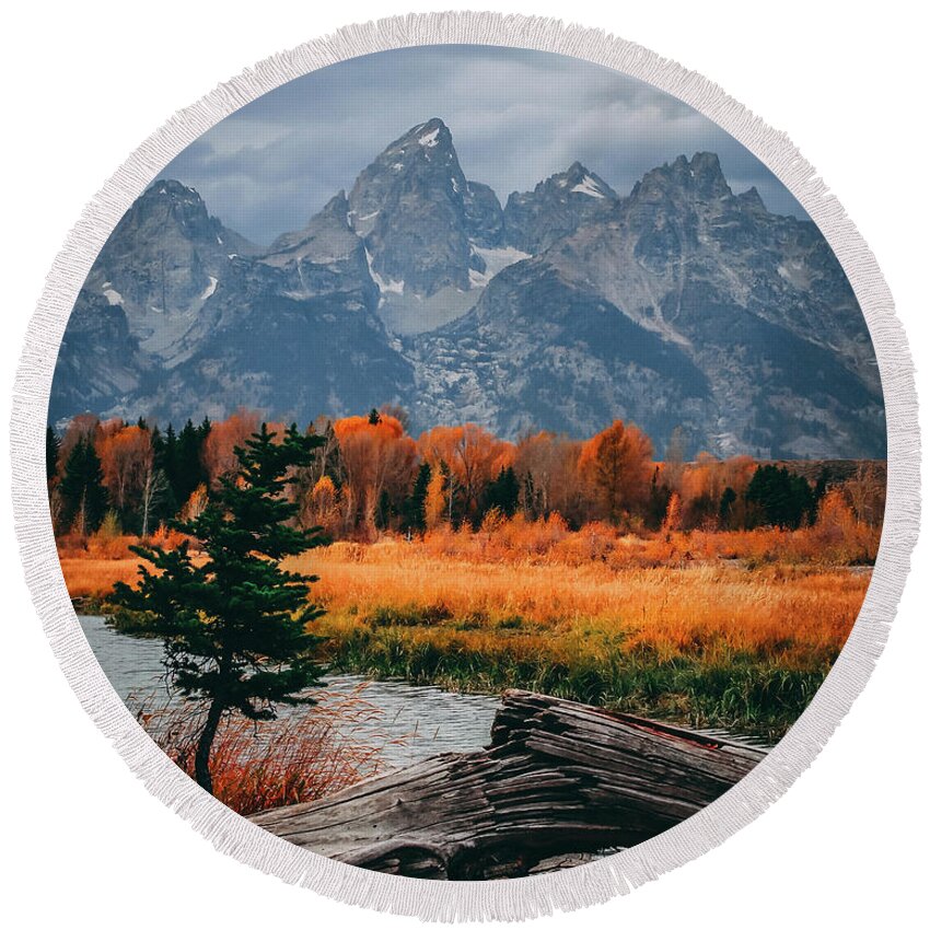 Grand Round Beach Towel featuring the photograph Grand Teton National Park #32 by Brian Venghous