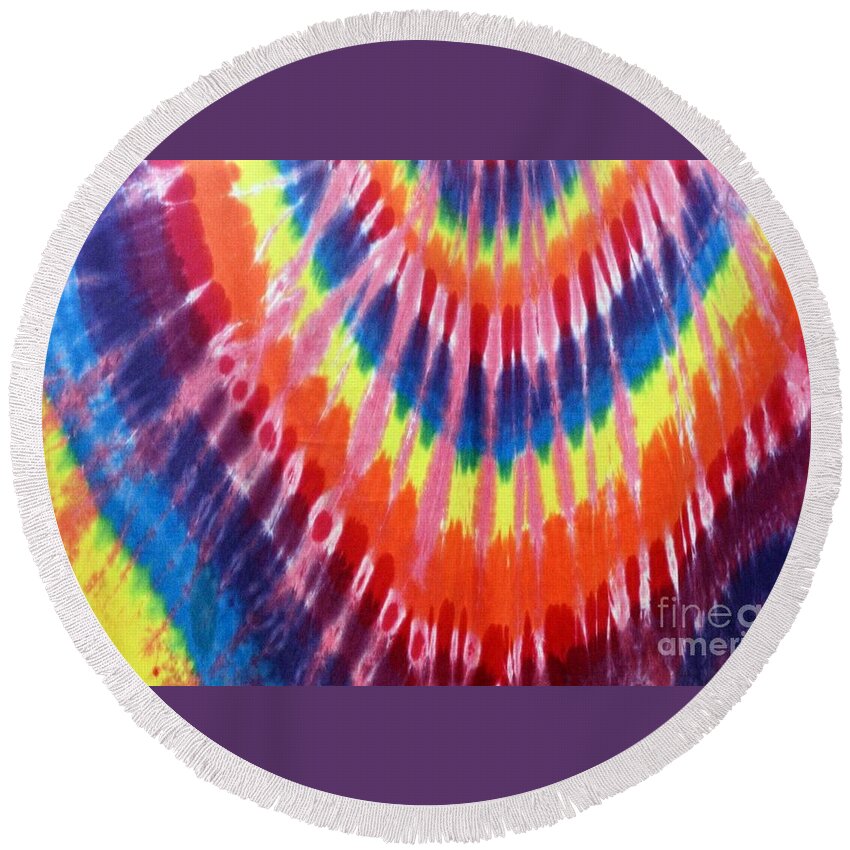 Flower Round Beach Towel featuring the photograph Flower power rock poster by Action