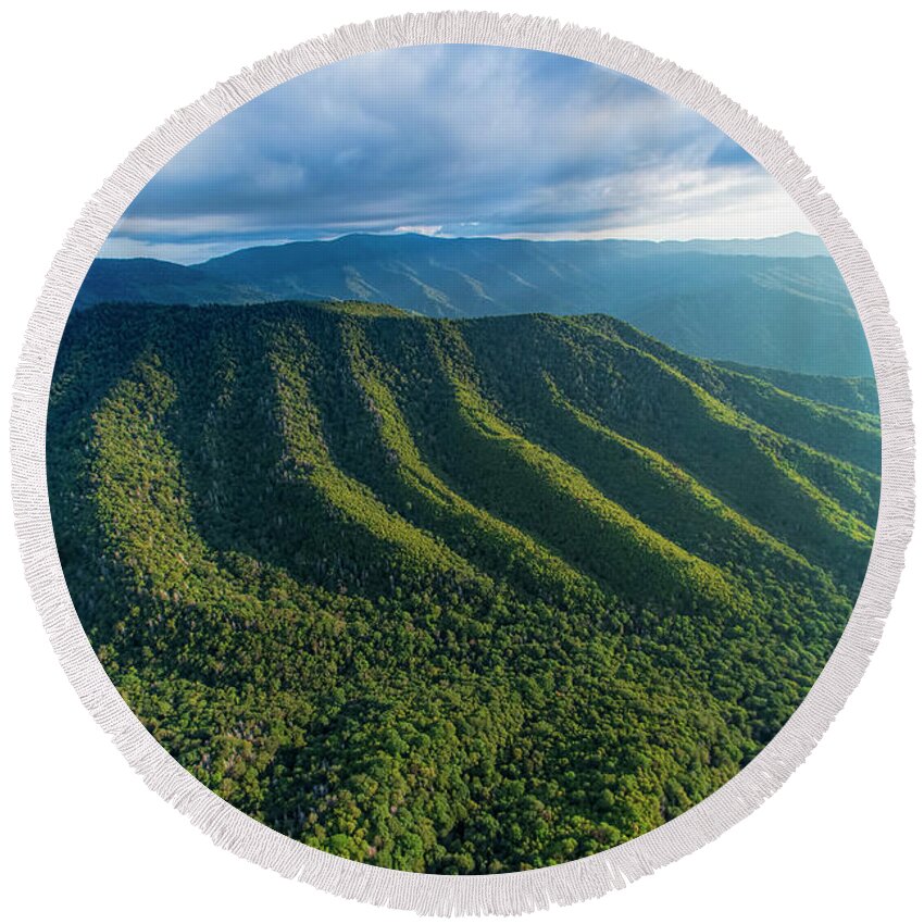 Great Smoky Mountains National Park Round Beach Towel featuring the photograph Great Smoky Mountains National Park Aerial Photo #4 by David Oppenheimer