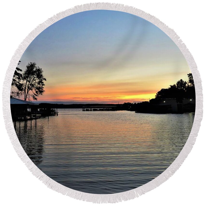 Lake Round Beach Towel featuring the photograph 5 Color Lake Cove H2O by Ed Williams