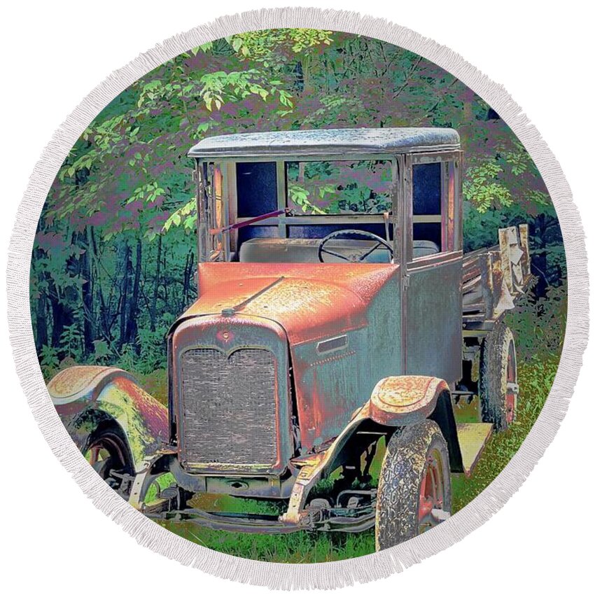 Old Cars Round Beach Towel featuring the photograph Yesterday #5 by John Anderson