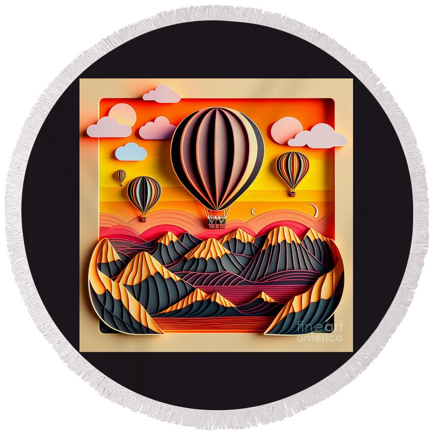 Balloons Round Beach Towel featuring the digital art Balloons by Jay Schankman