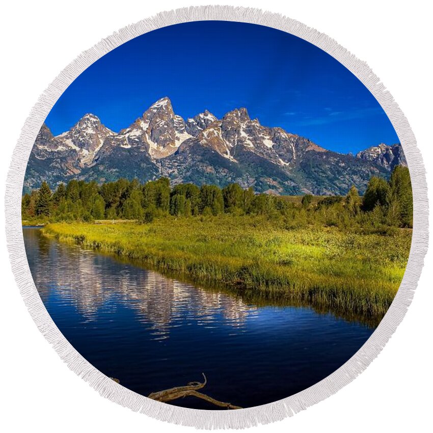 Grand Round Beach Towel featuring the photograph Grand Teton National Park #6 by Brian Venghous