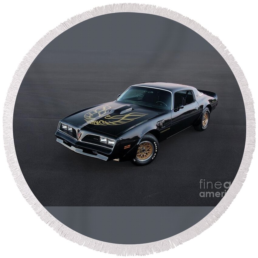 78 Round Beach Towel featuring the photograph 78 Pontiac Trans Am by Action