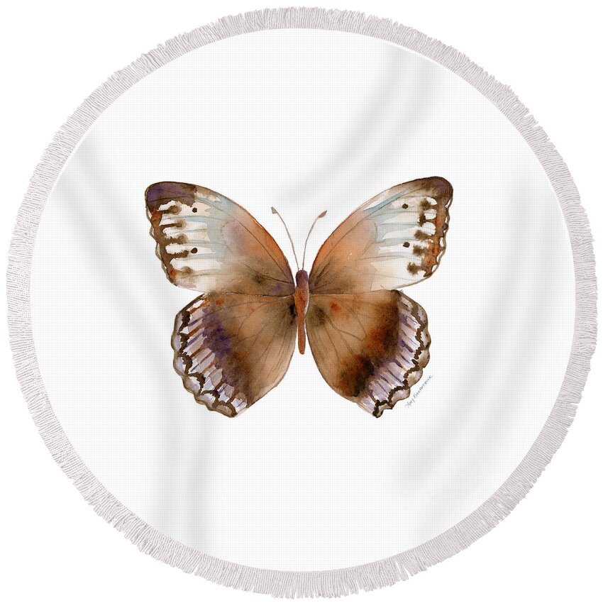 #faatoppicks Round Beach Towel featuring the painting 79 Jungle Queen Butterfly by Amy Kirkpatrick