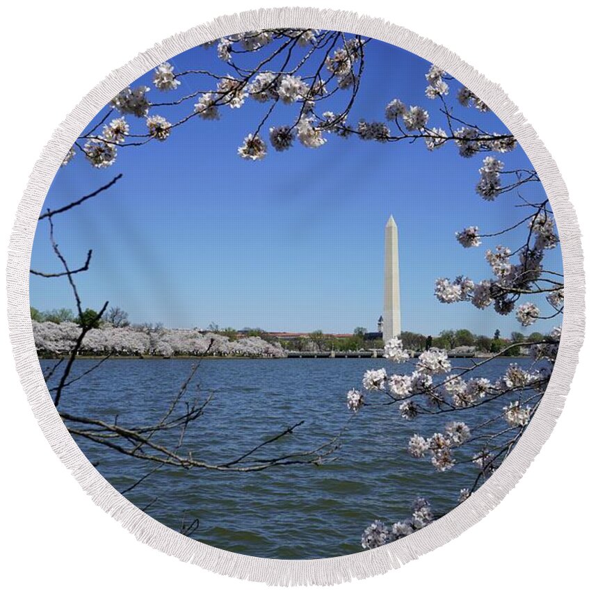  Round Beach Towel featuring the photograph Cherry Blossoms Washington DC #8 by Annamaria Frost