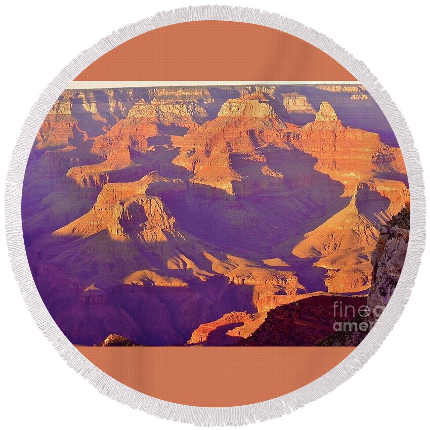 The Grand Canyon Round Beach Towel featuring the digital art The Grand Canyon #8 by Tammy Keyes