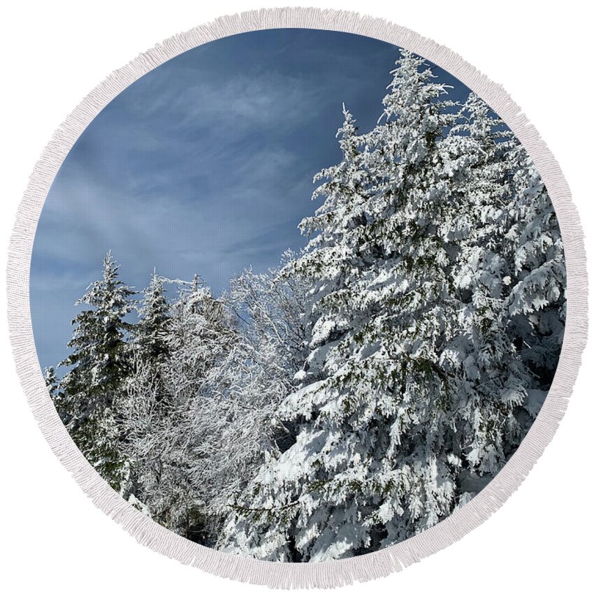  Round Beach Towel featuring the photograph Winter Wonderland by Annamaria Frost