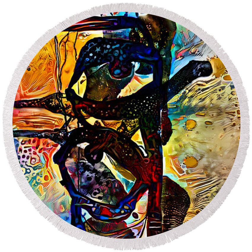 Contemporary Art Round Beach Towel featuring the digital art 97 by Jeremiah Ray