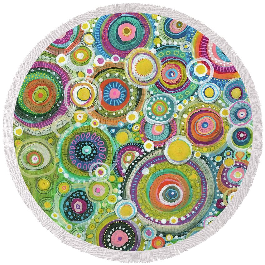 Circles Painting Round Beach Towel featuring the painting A Beautiful Mess by Tanielle Childers