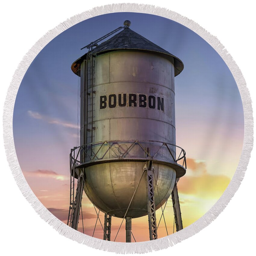 Bourbon Whiskey Round Beach Towel featuring the photograph A Bourbon Sunset by Gregory Ballos