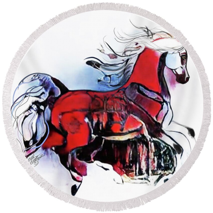 #nftartist #nftcollection #nftdrop #contemporaryart Round Beach Towel featuring the digital art A Cantering Horse 005 by Stacey Mayer