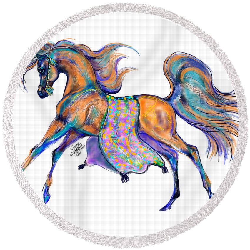 Arabian Round Beach Towel featuring the digital art A Gift for Zeina by Stacey Mayer