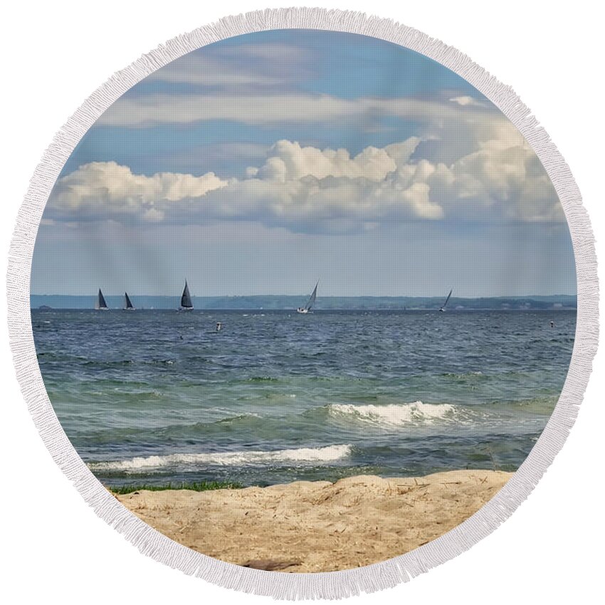 Saling Round Beach Towel featuring the photograph A Great Day For A Sail by Lois Bryan