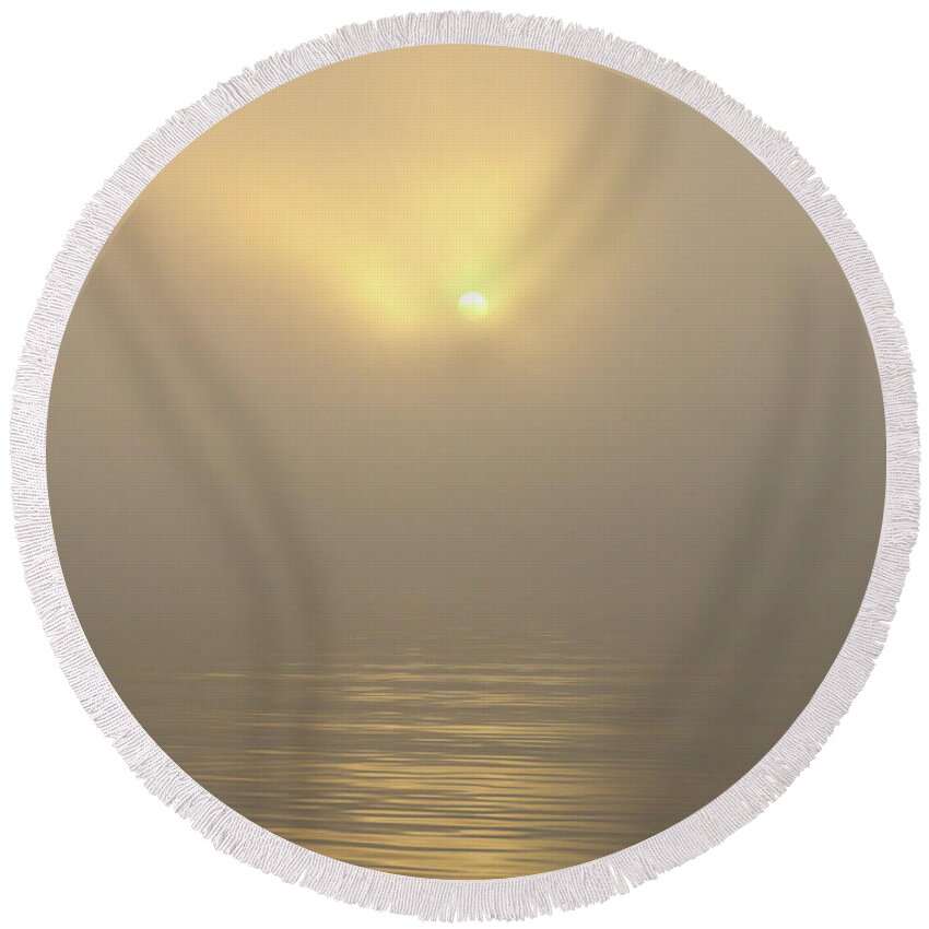 Lake Round Beach Towel featuring the photograph A Lake Golden Sunrise by Ed Williams