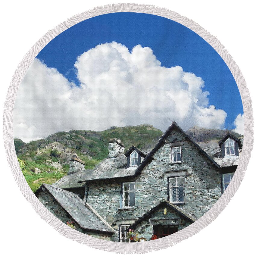 Langdale Round Beach Towel featuring the photograph A Langdale Establishment by Brian Watt